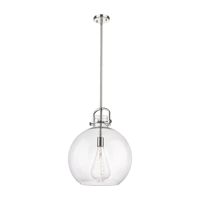 Luminaire suspendu à 1 tige Sligo, H 19,5 po x l 16 po x P 16 po, Clair, Nickel poli