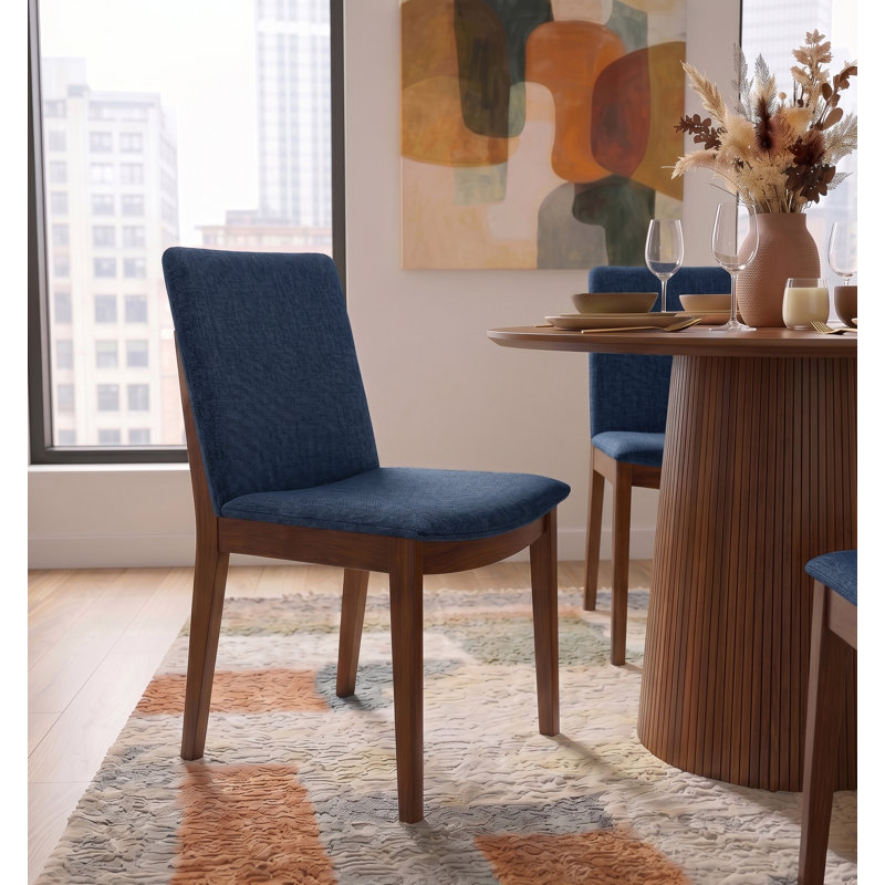 Barriento 18.9'' H Upholstered Parsons Chair, Blue Linen