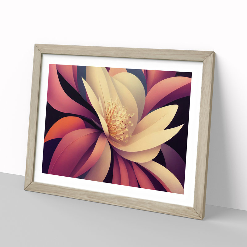 Cosmopolitan Modern Flower - Framed Print, 25cm H x 34cm W x 2cm D, Oak Framed