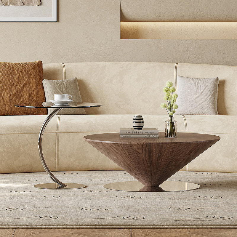 Table basse ronde moderne et rétro, 12.2" H x 39.4" W x 39.4" D