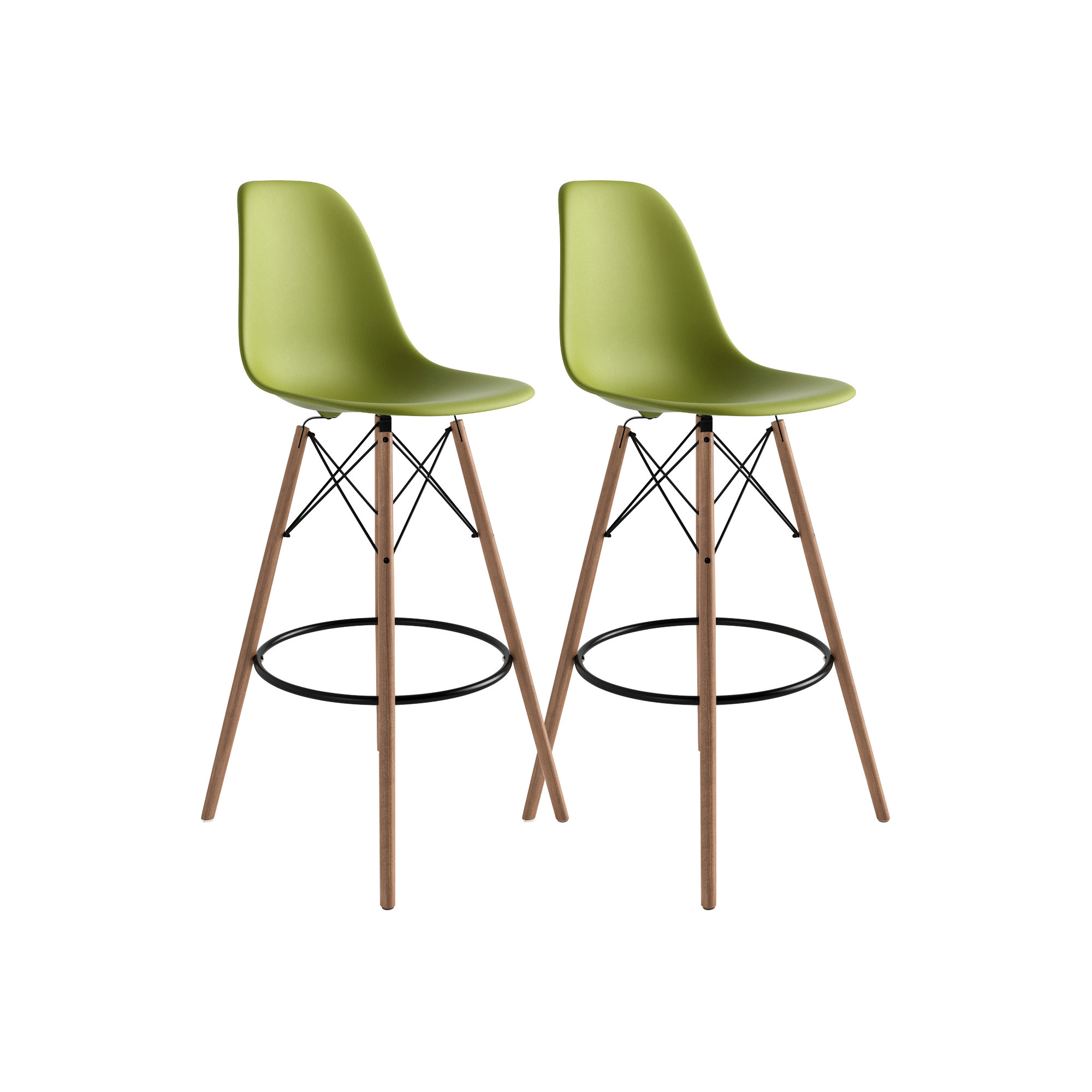 Jordan Bar & Counter Stool, Bar Stool (29.5" Seat Height), Green/Natural