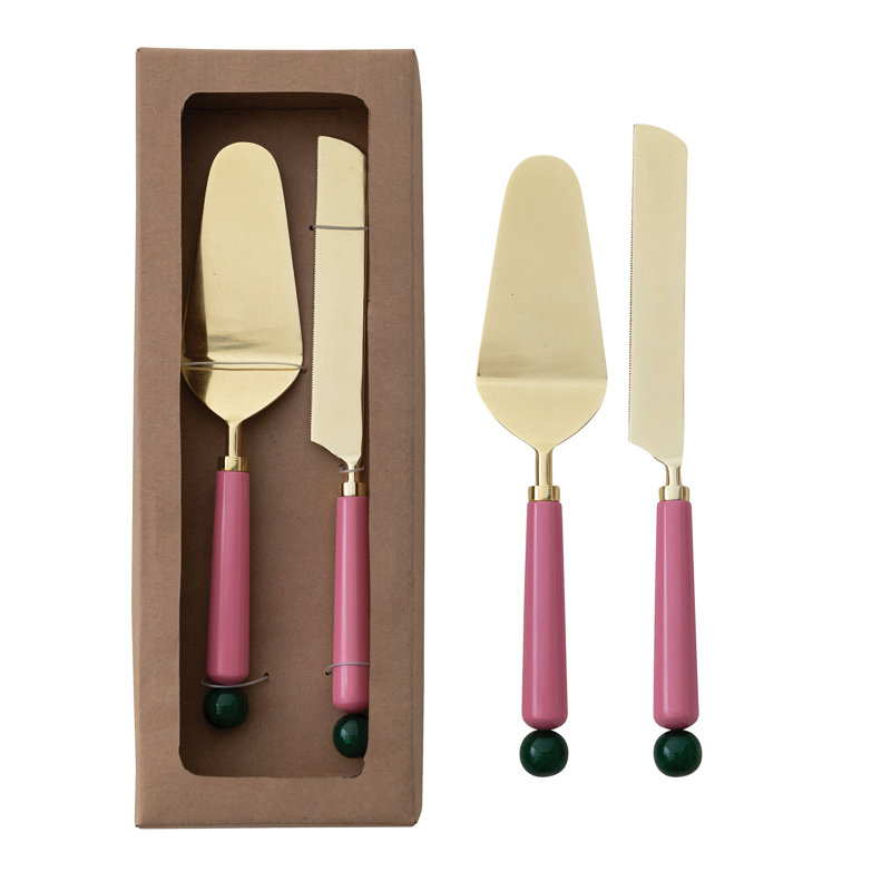 Stainless Steel Cake Server Set With Resin Handles