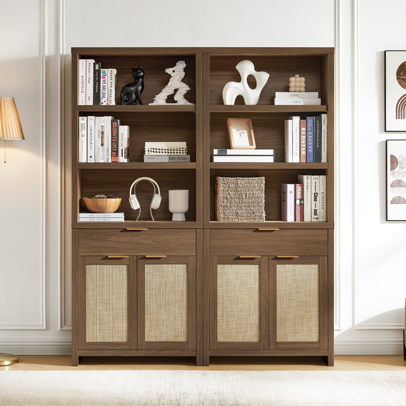 Dearbhaile 73"H Storage Bookcase (Set Of 2), Special Walnut