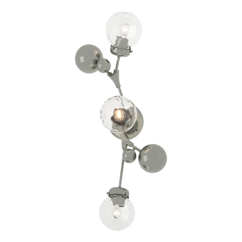 Sprig 3 Light Dimmable Flush Mount, Water Glass, Sterling