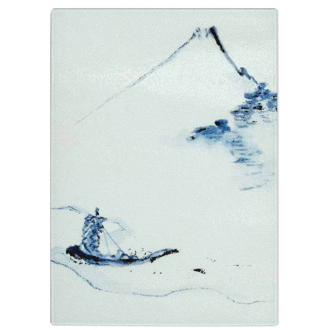 Tempered Glass Boat on a River Chopping Board
