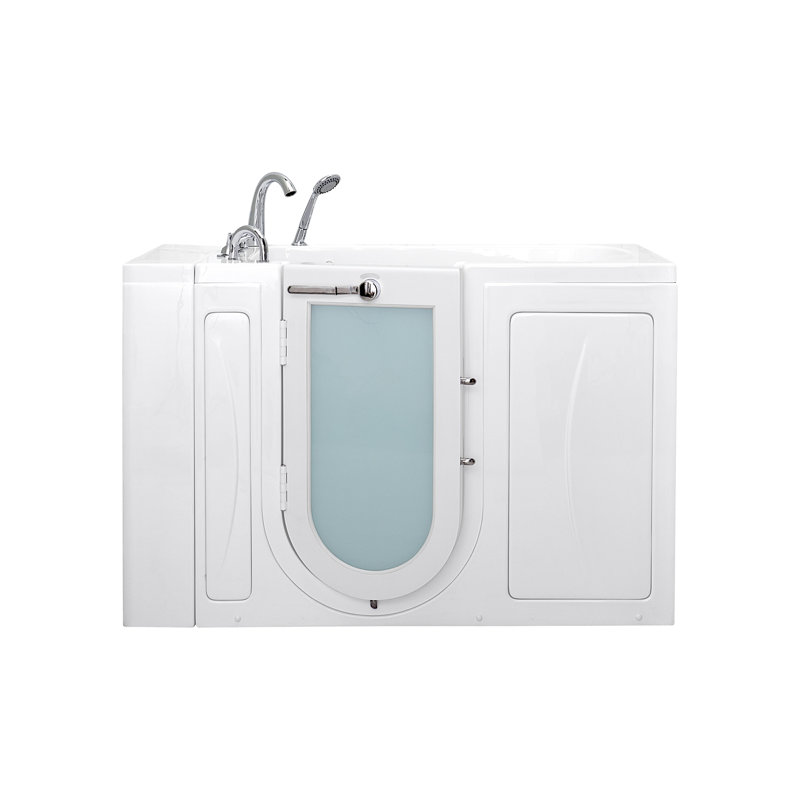 Ella Capri 30"x52" Acrylic Hydro Massage Walk-In Bathtub with Left Outward Swing Door, 5 Piece Fast Fill Faucet, 2" Dual Drain