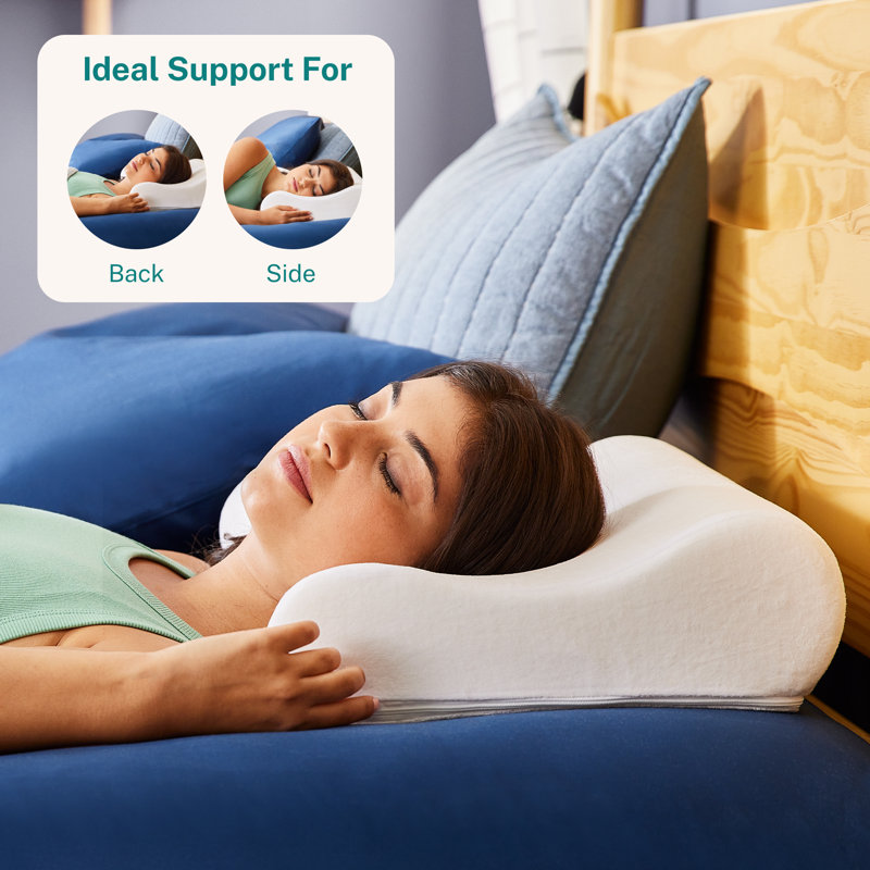 Standard White Memory Foam Contour Pillow for Cervical Support