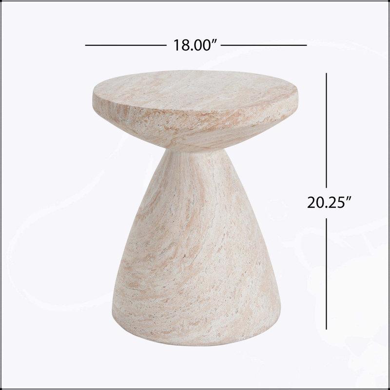 Indoor/Outdoor Lightweight Concrete Side Table with Elegant Travertine Finish for Versatile Use and Durability