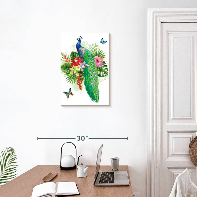 Paon bleu tropical Brampt, H 24 po x l 16 po