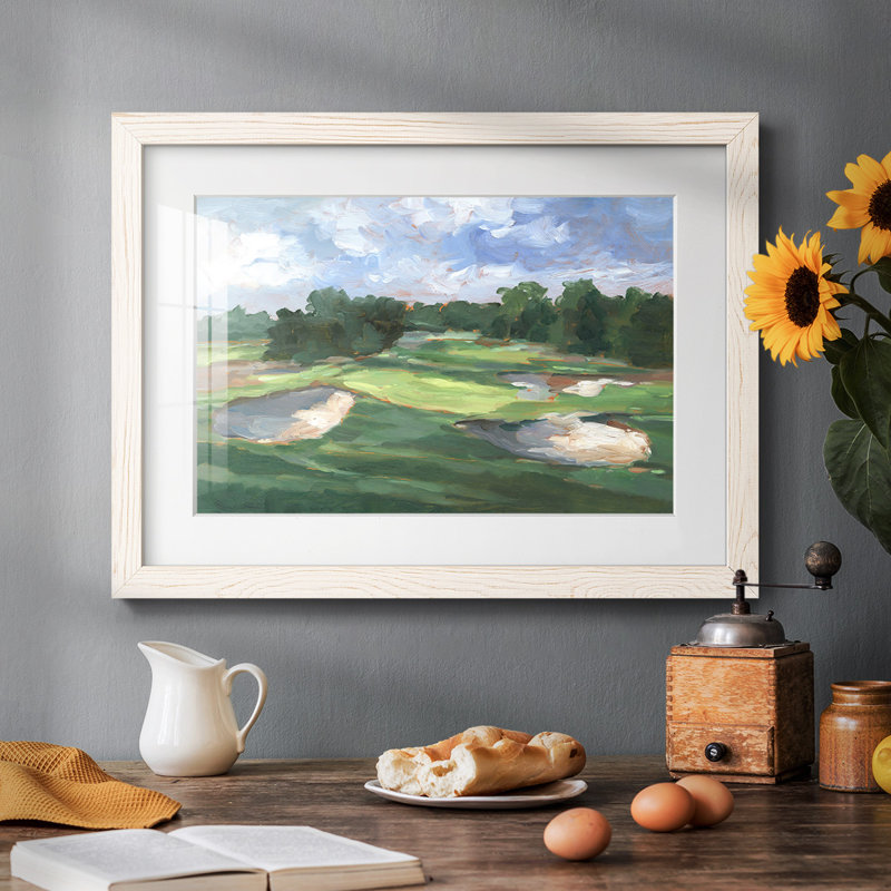 Golf Course Study III, reproduction d'art encadrée, H 26 po x l 38 po x P 1,5 po, Blanc