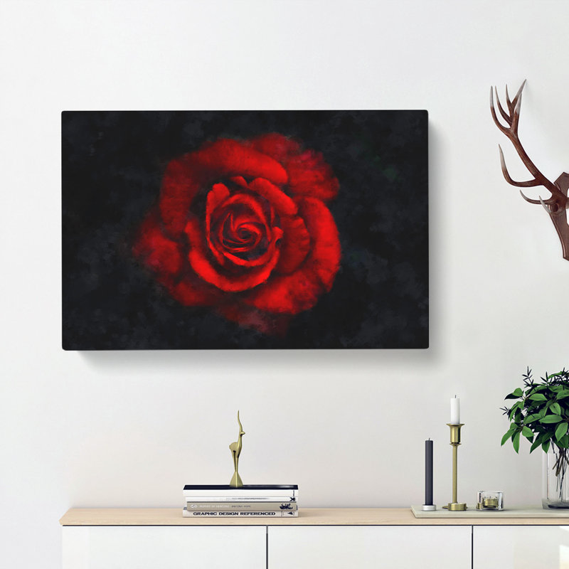Red Rose In The Shadows - Wrapped Canvas, 35cm H x 50cm W x 3cm D