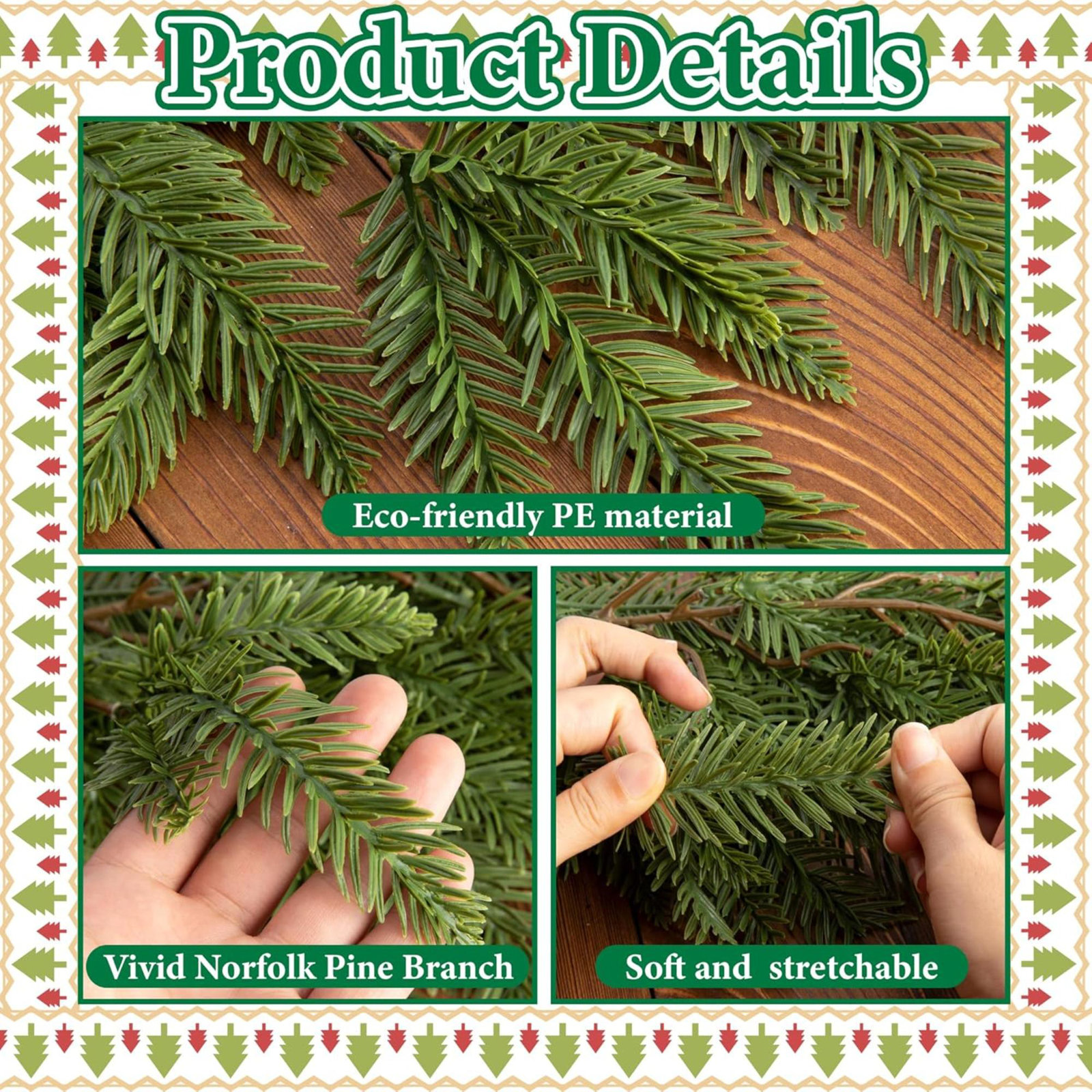 10" Dense Norfolk Pine Christmas Garland