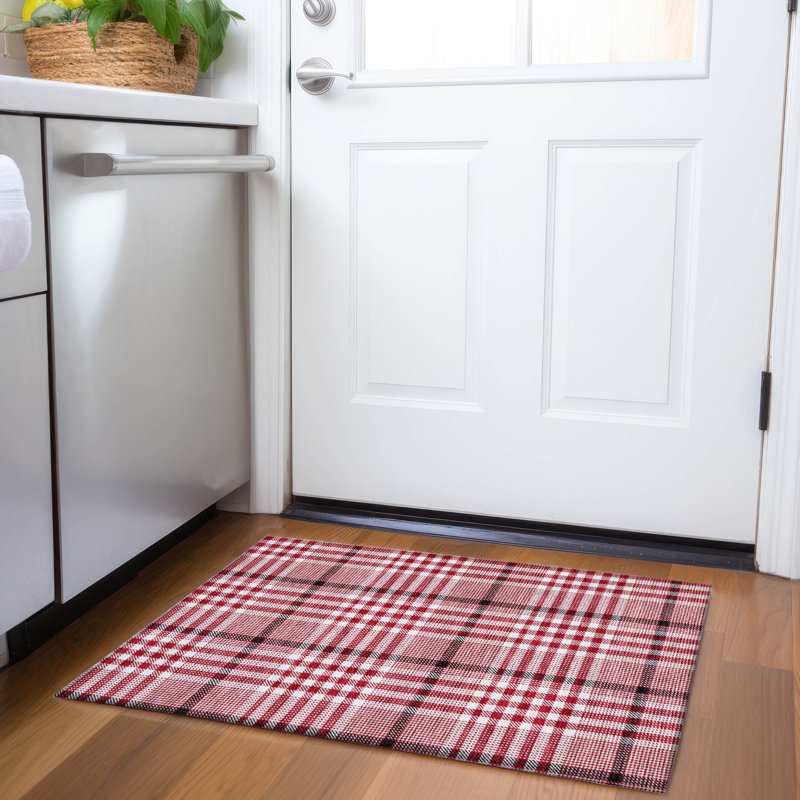 Premium Machine Washable Corry AMF1054 Plaid Rug, Rectangle 1'8" x 2'6"