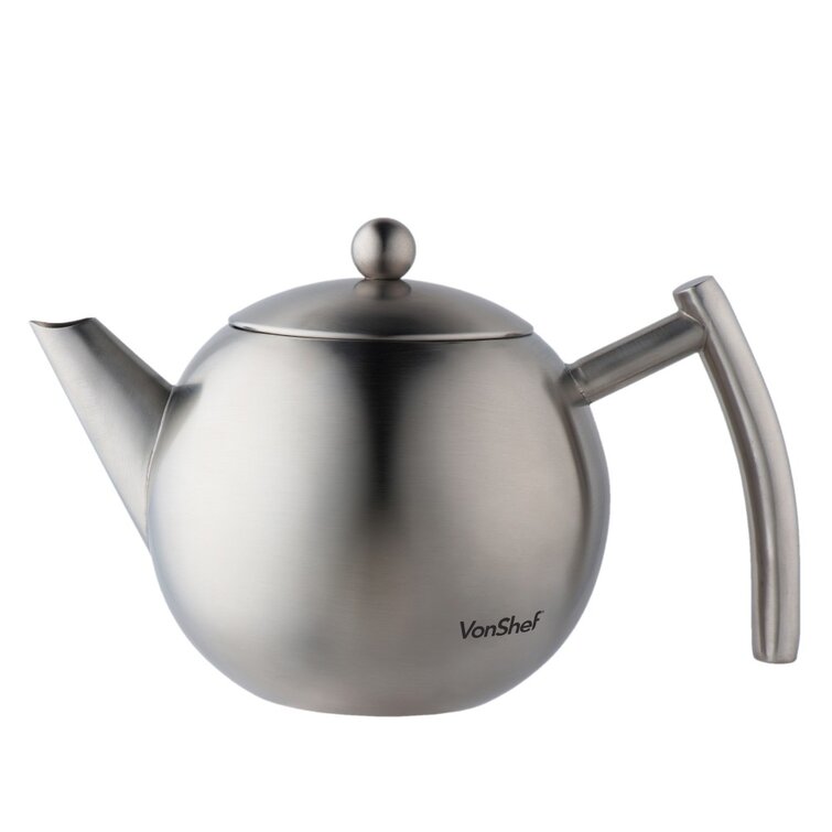 VeoHome Stainless Steel Teapot with Infuser 500 ml – Keeps Heat Thanks to Its Double Walled Design