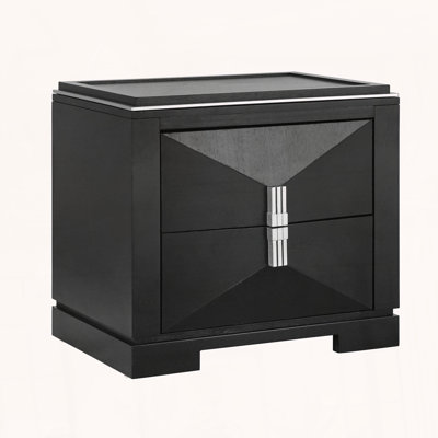 Mid-Century Modern Nightstand with Diamond-Shaped Drawers