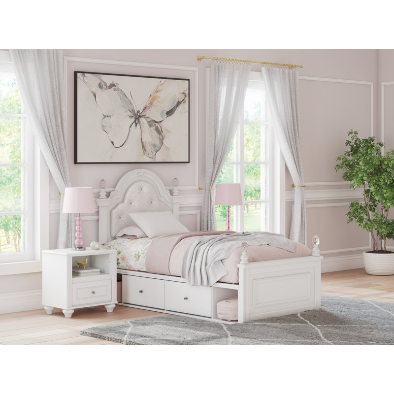 Jaekob Twin Upholstered Panel Storage Bed, Twin