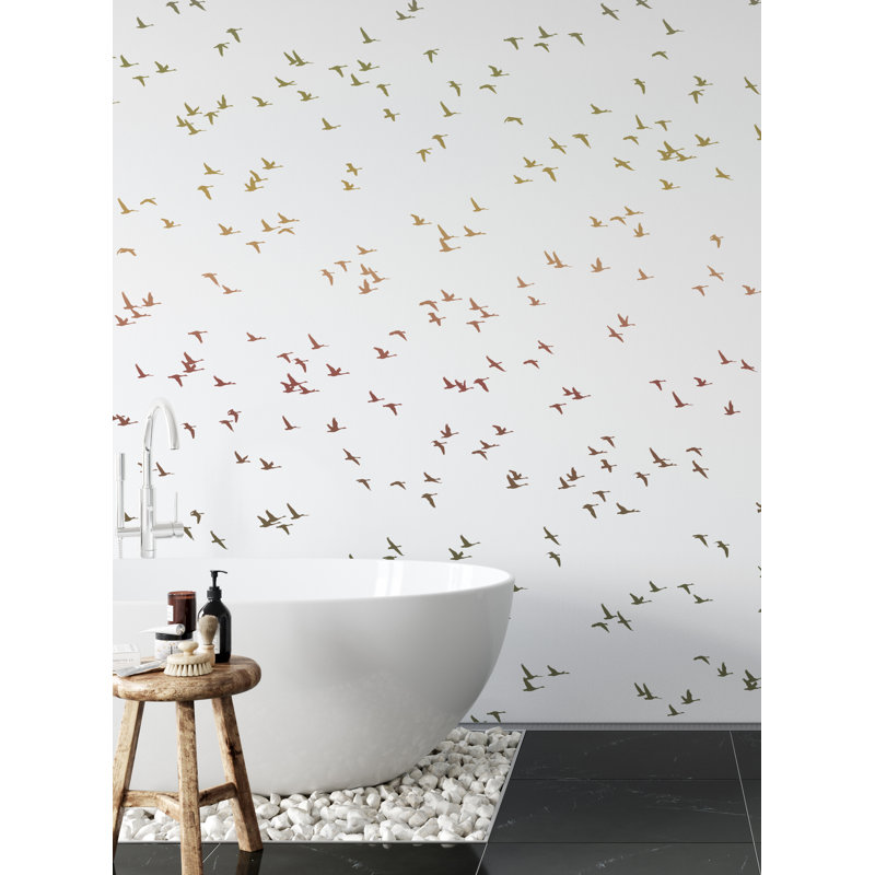 Papier peint adhésif Soaring Birds, L 108 po x l 96 po, Coucher de soleil