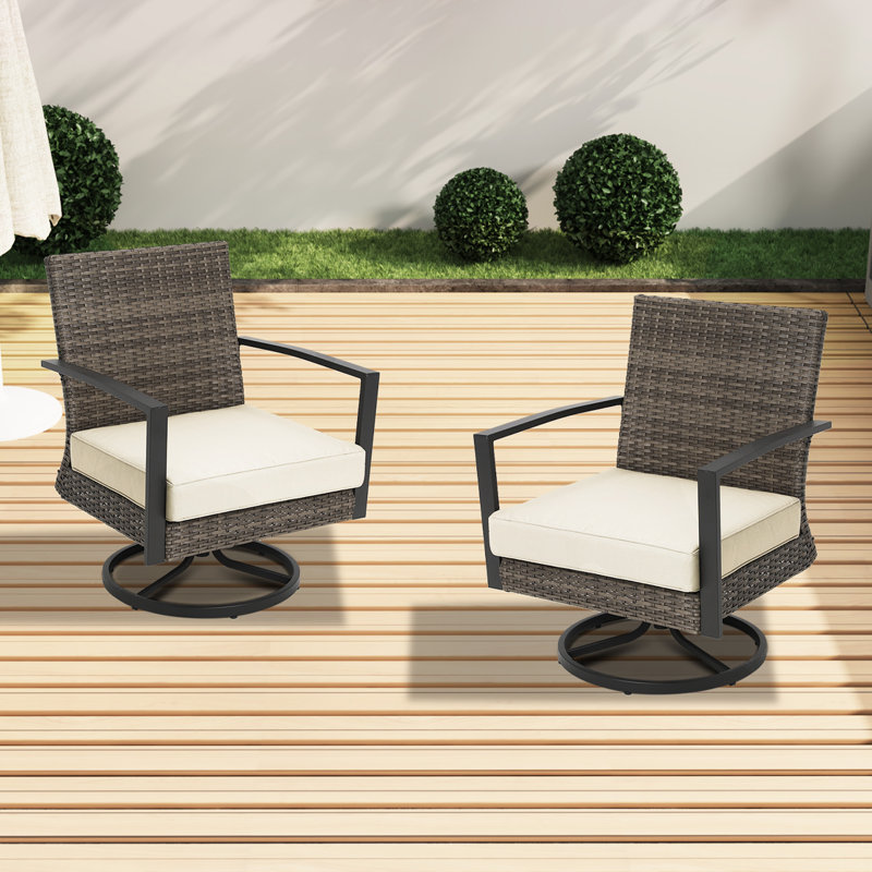Chaises longues pivotantes avec coussins Shaylor, Tan