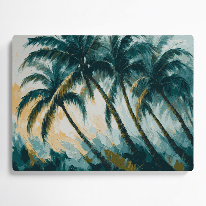 «Hawaiian Swaying Palms», art mural en métal bleu, H 20 po x l 30 po