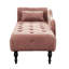 Élégante méridienne en velours rose avec capitonnage à boutons, pieds en bois massif, garniture cloutée et coussin - Rehaussez le décor de votre salon, chambre à coucher, boutons de bureau, détente et confort-59615612
