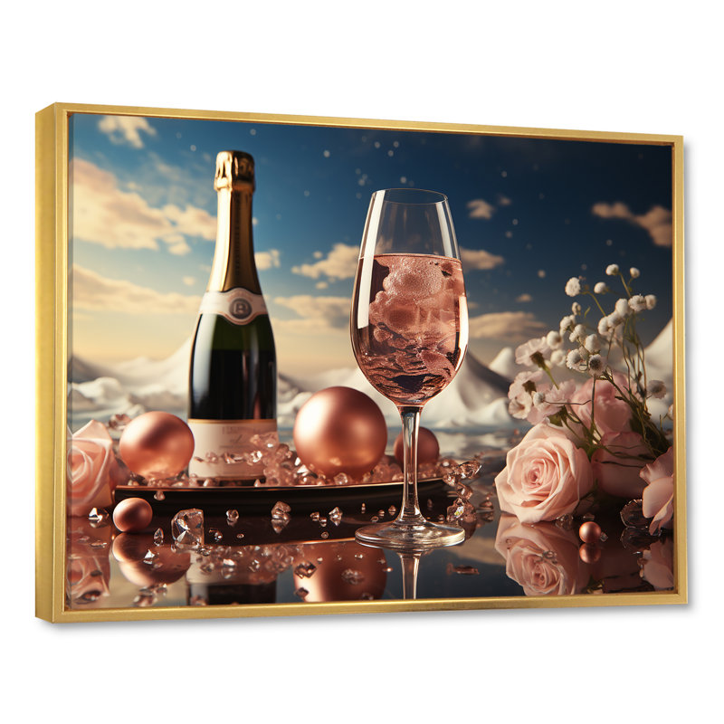 Bulles de rêves III sur toile, Cadre flottant doré, H 34 po x l 44 po x P 1,5 po
