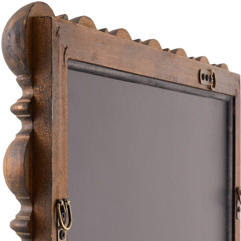 Solid Pine Wood Rectangle Accent Mirror, 40" x 30", Dark Brown