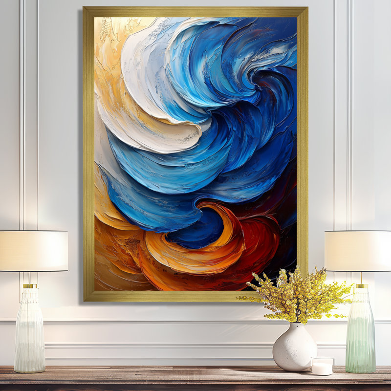 Nunding - Art mural abstrait, salon, 20" H x 12" W, Framed Print without Mat, Gold
