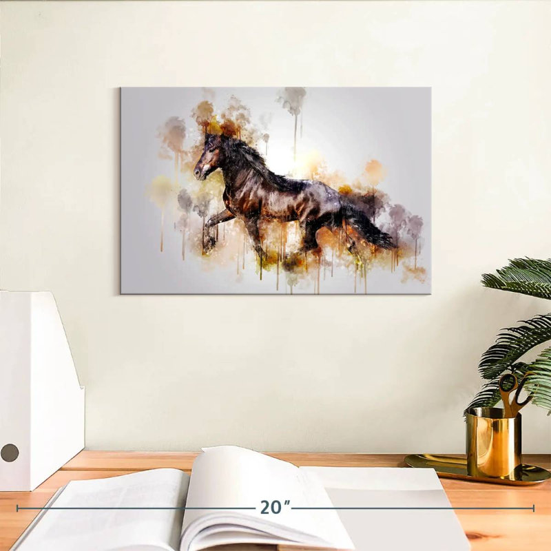 Black Horse Running, 8" H x 12" W
