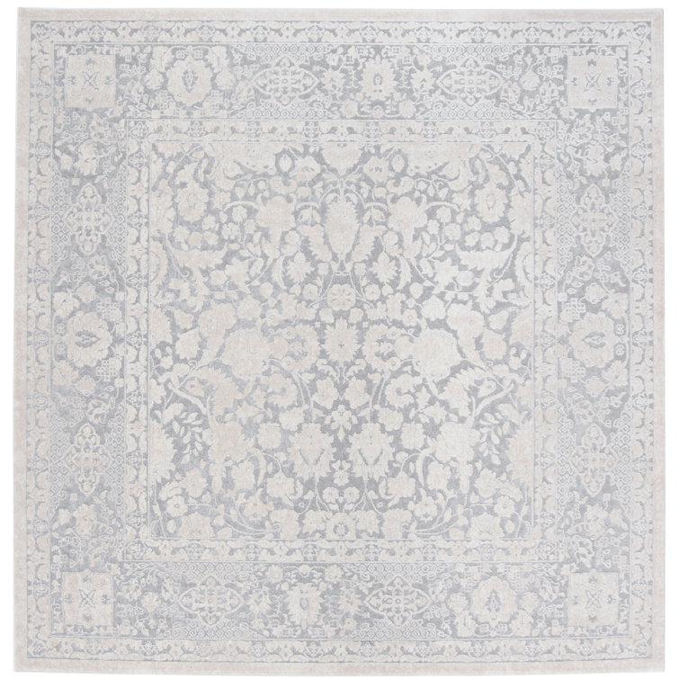 Calidia Floral Light Gray/Cream Area Rug