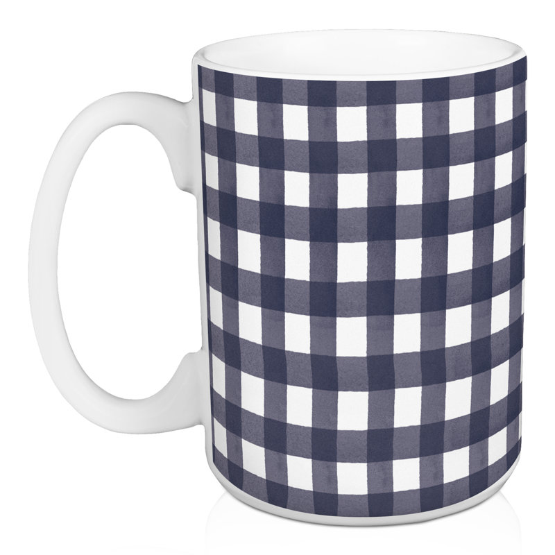 Navy Buffalo Check Mug - Set Of 2