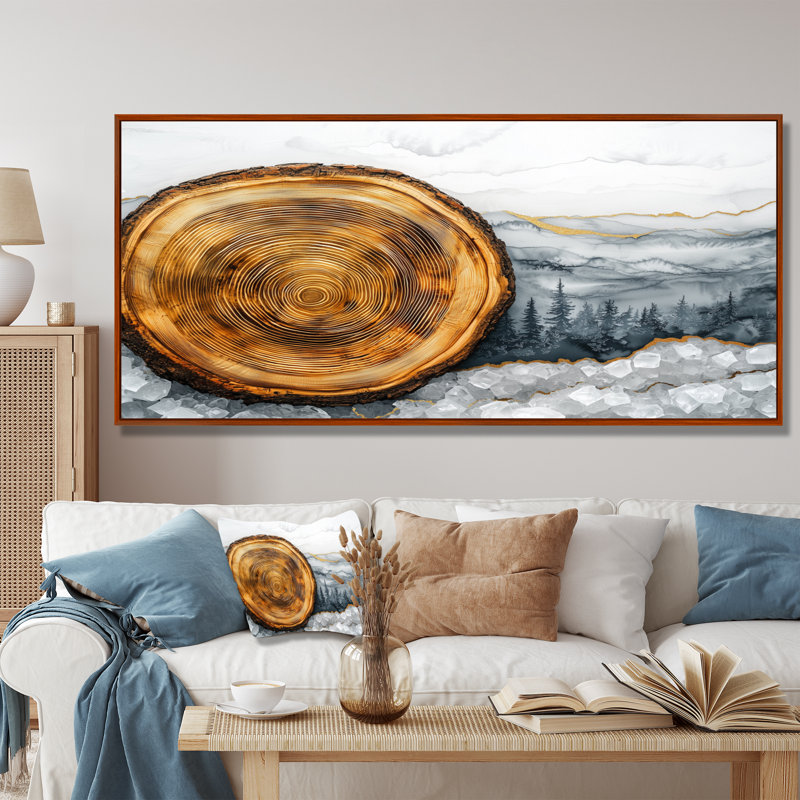 Graviela - Landscapes Wall Art, H 28 po x l 60 po, Cadre flottant, Brun