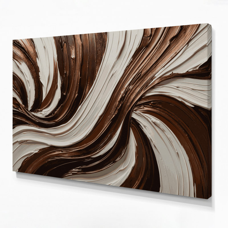 Art mural horizontal rayé sur toile brun bronze, H 24 po x l 36 po