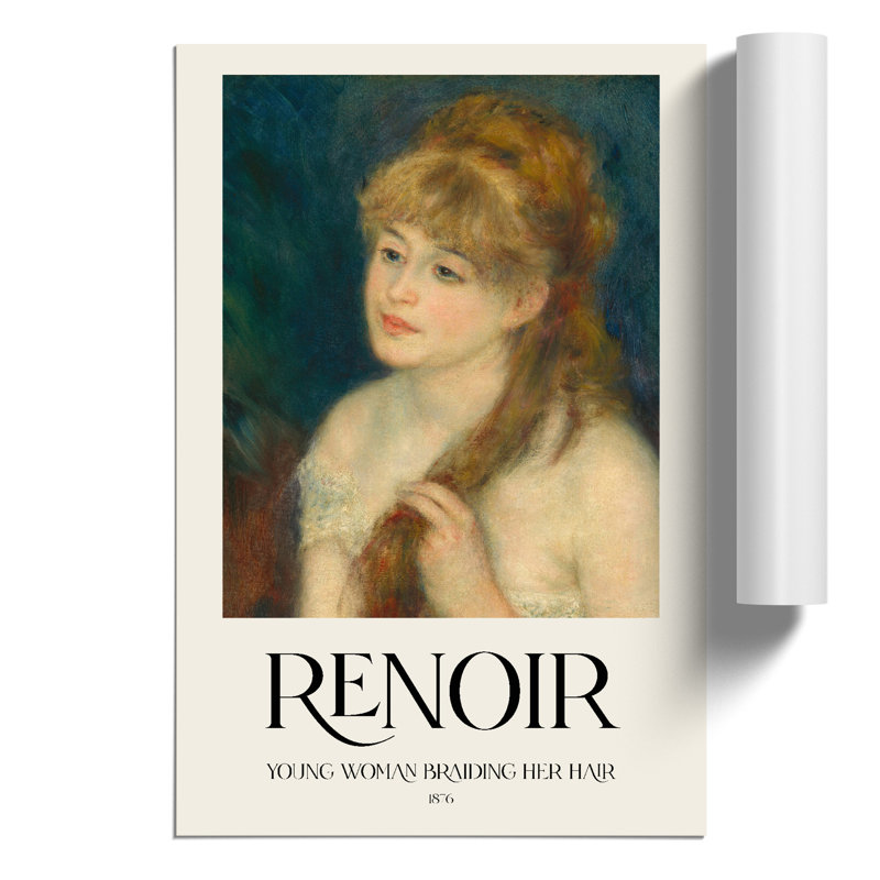 Woman Braiding Her Hair Print by Pierre Auguste Renoir - Frameless Print, 59cm H x 42cm W x 0.1cm D