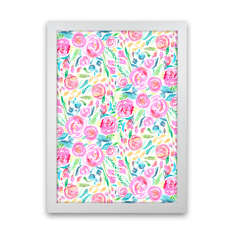 Spring Days Pink - Print, White Framed, 63cm H x 46cm W x 3cm D