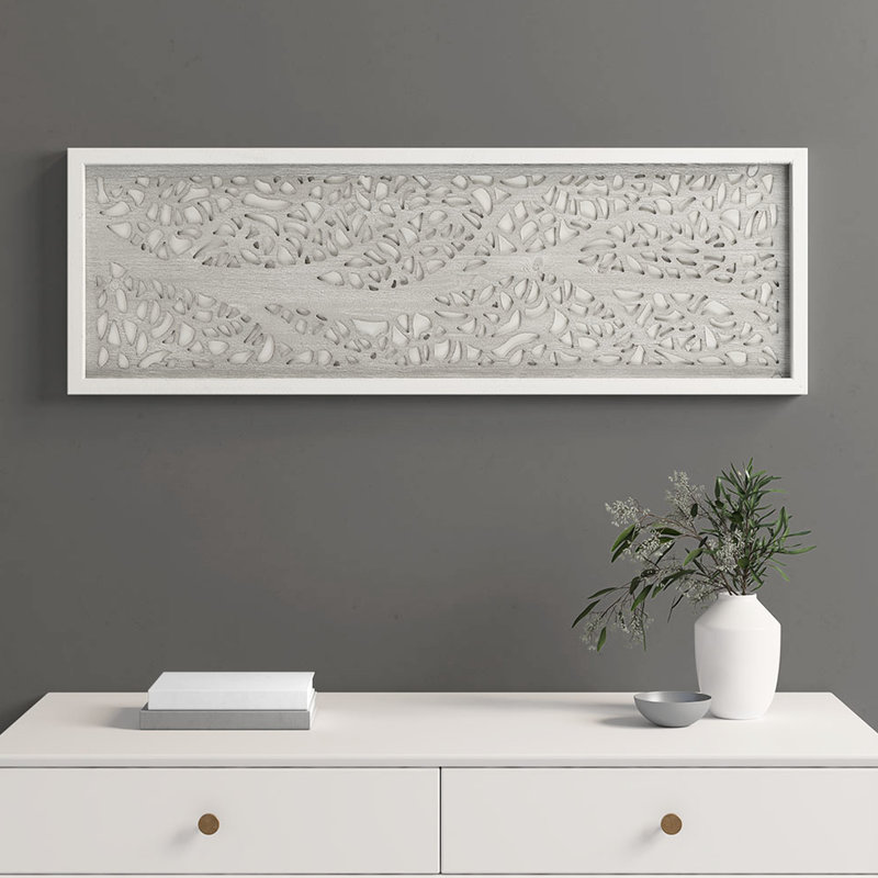 12"W Cut Tree Branch Wall Art - Grey Wood Finish X 36"H 1.27"D