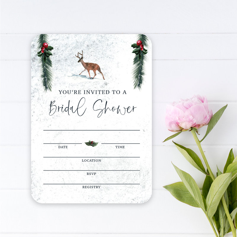 Ensemble d'invitation de mariage enneigée, forêt et forêt enneigée