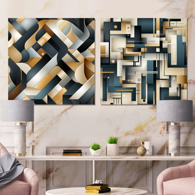 Jemelle - Abstract Shapes Wall Art Living Room Set Of 2