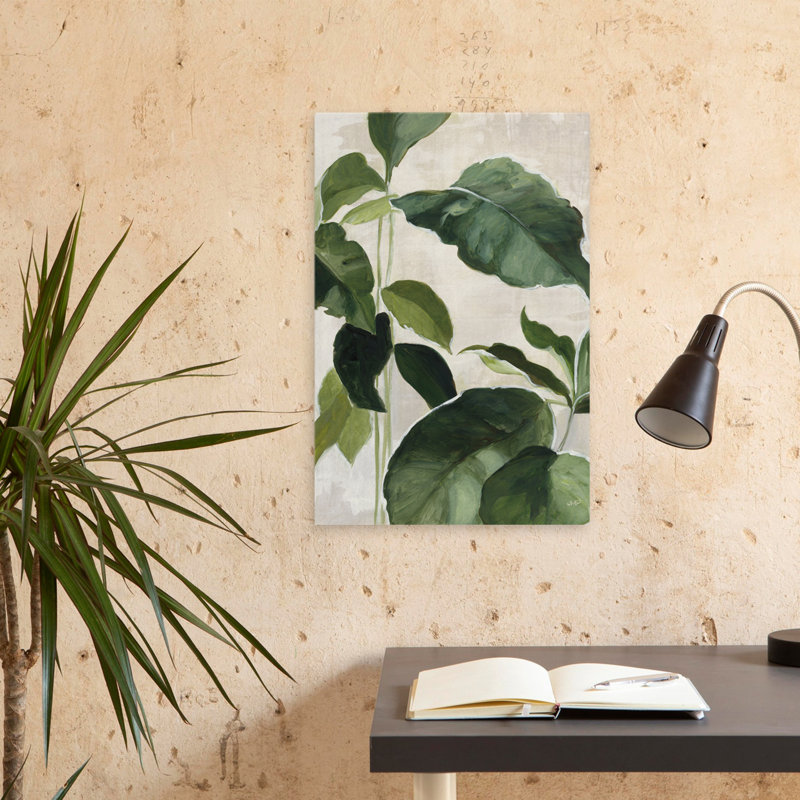 Botanique et crème, étude tropicale II, art, H 24 po x l 16 po