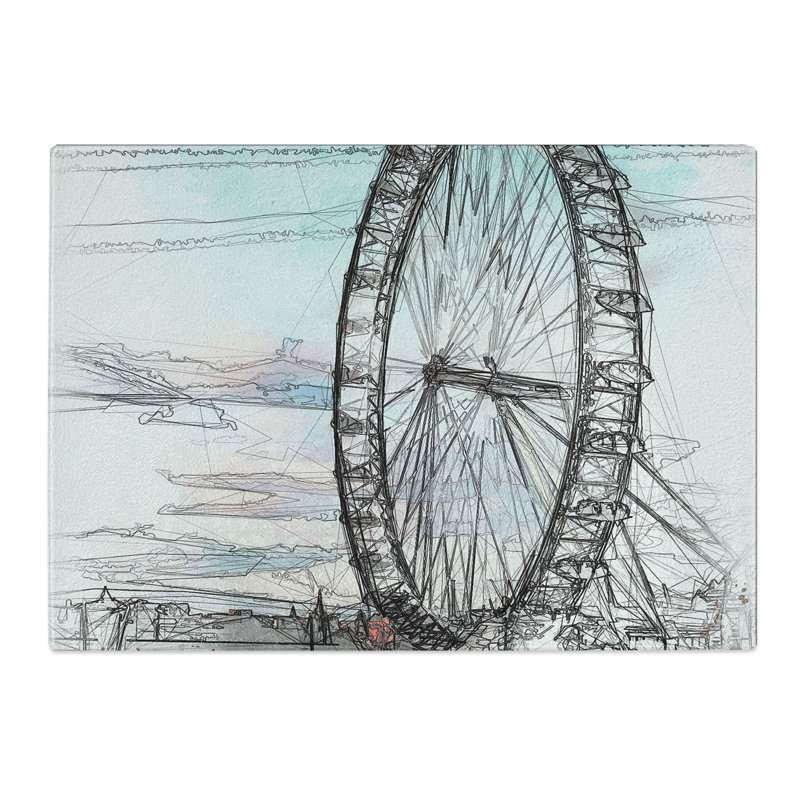 Tempered Glass the London Eye Chopping Board, 28.5 cm x 39 cm