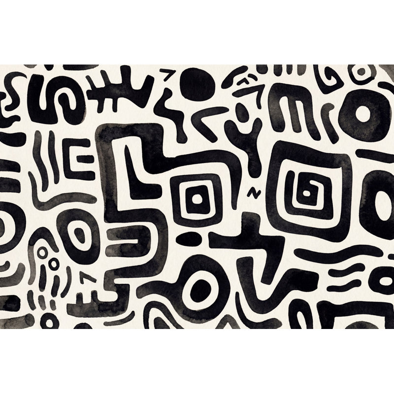 Papier peint décoratif à l'encre noir et blanc, 200 po x 120 po, Non tissé