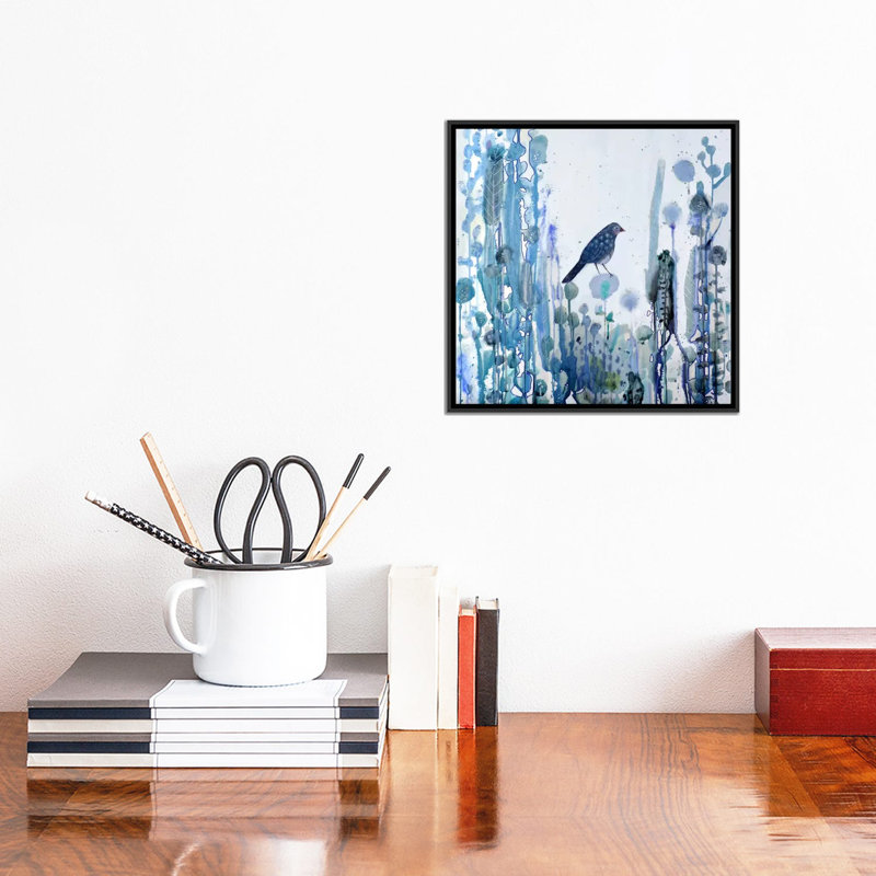 «L'heure Bleue», impression sur toile, H 18 po x l 18 po x P 1,5 po, Toile avec cadre noir, Pas de tapis