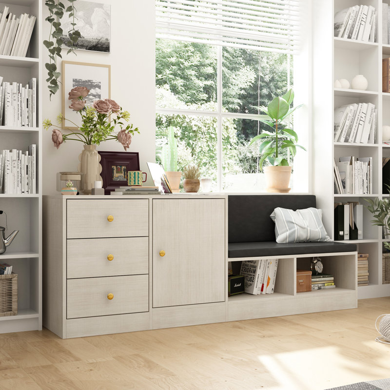 Comfortable Bench With Storage Cabinet And 2-Shelf