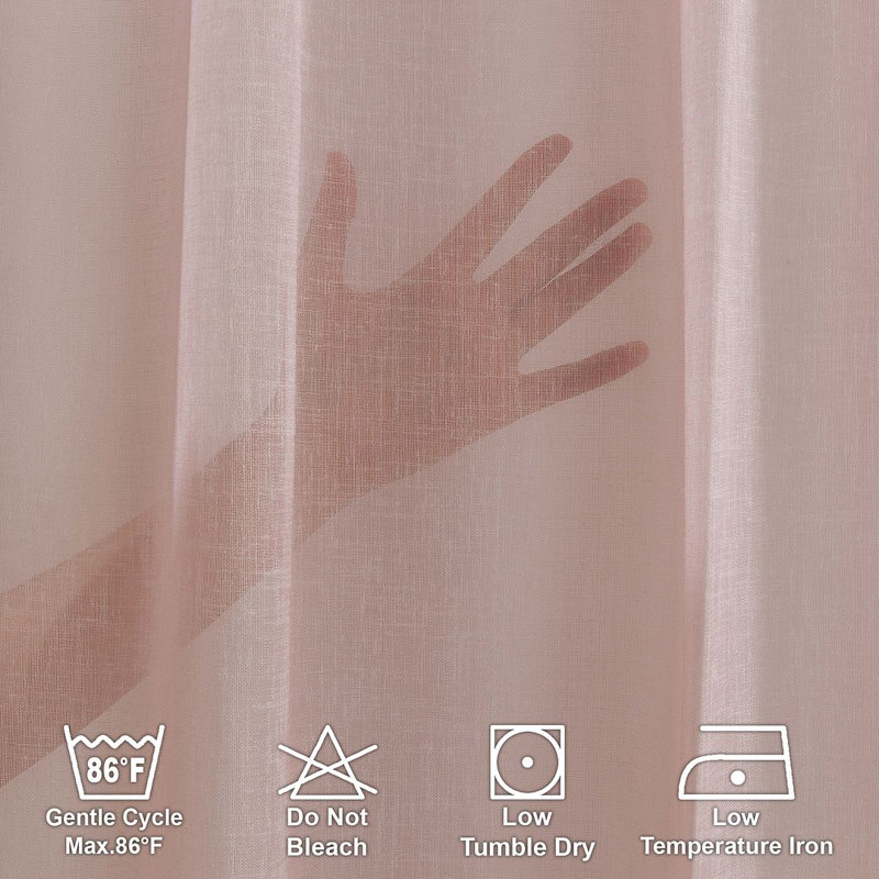 Sheer Single Curtain Panel, 260" W x 265" L, Pink
