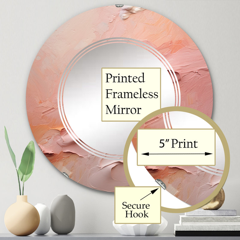 Gentle Pink Serenity, peinture abstraite - miroir mural moderne rond, 24 po x 24 po