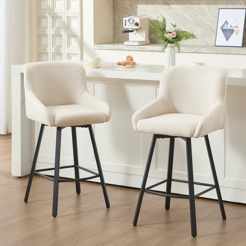 Swivel Counter Stool with Metal Frame, Beige