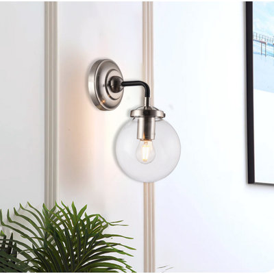 Eclectic 1 Light Black Armed Wall Sconce