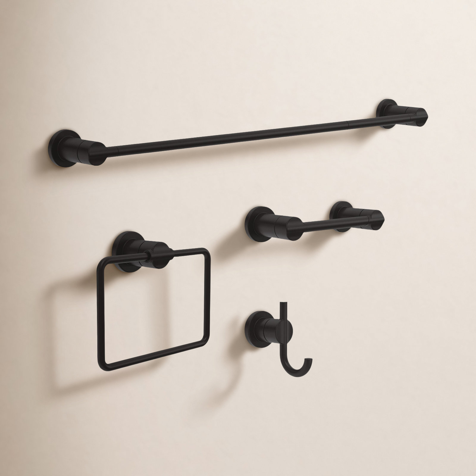 Nicoli 4-Piece Bathroom Hardware Set, Matte Black