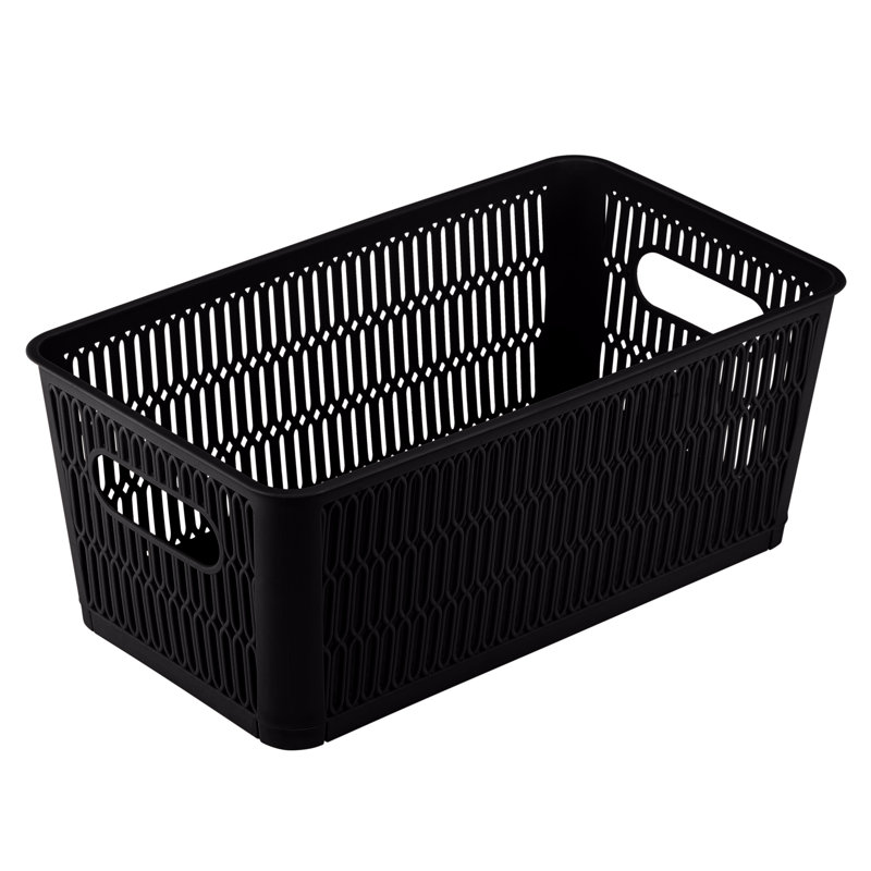 Ensemble de bacs en plastique Slide, Noir, H 4,49 po x l 6,5 po x P 11,38 po