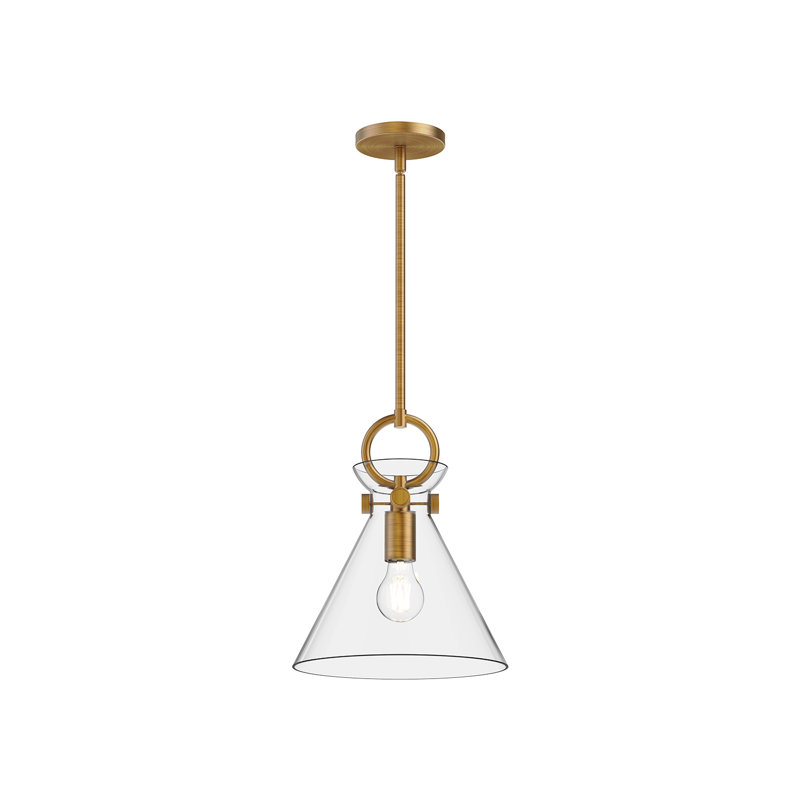 Tiney 1 - Light Single Pendant, Aged Gold/Clear, 12.75" H x 10.5" W x 10.5" D