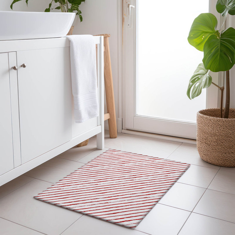 Tapis rouge de Noël Xhevrie intérieur / extérieur lavable à la machine, Rectangle 1'8" x 2'6"